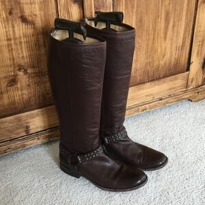 Frye Phillip Studded Harness Brown Leather Tall Boots